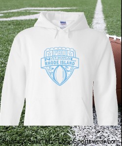 Rhode Island - White Hoodie with Light Blue Design Zoom